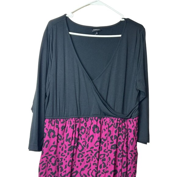 Torrid Black Animal Print Faux Wrap Dress 2X - Picture 3 of 7